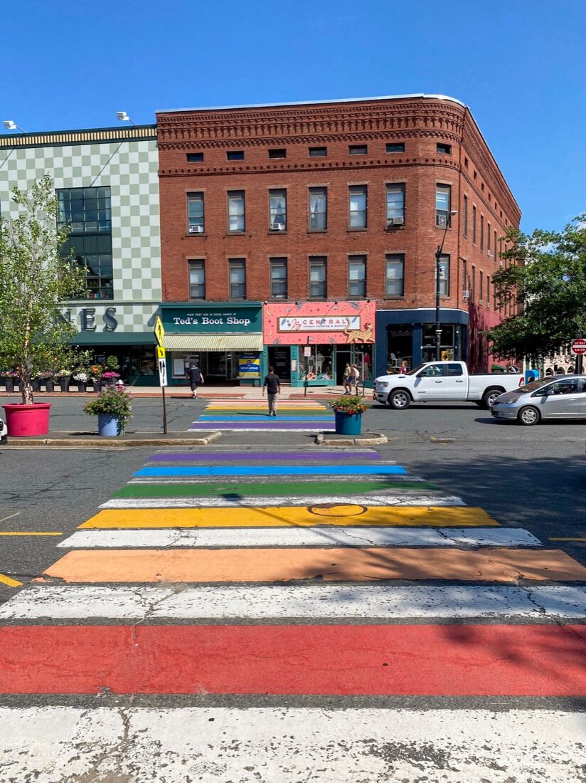 Rainbow crosswalk in Northampton Massachusetts