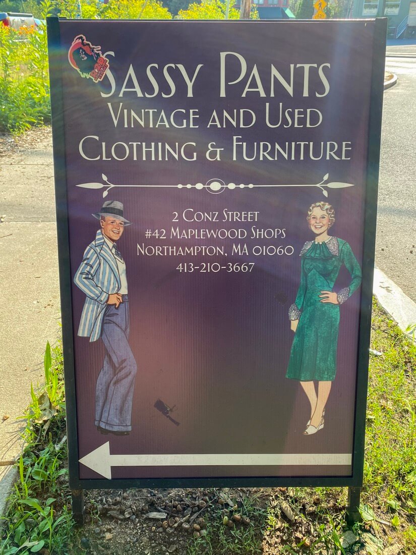 Sassy Pants thrift store sign Northampton Massachusetts