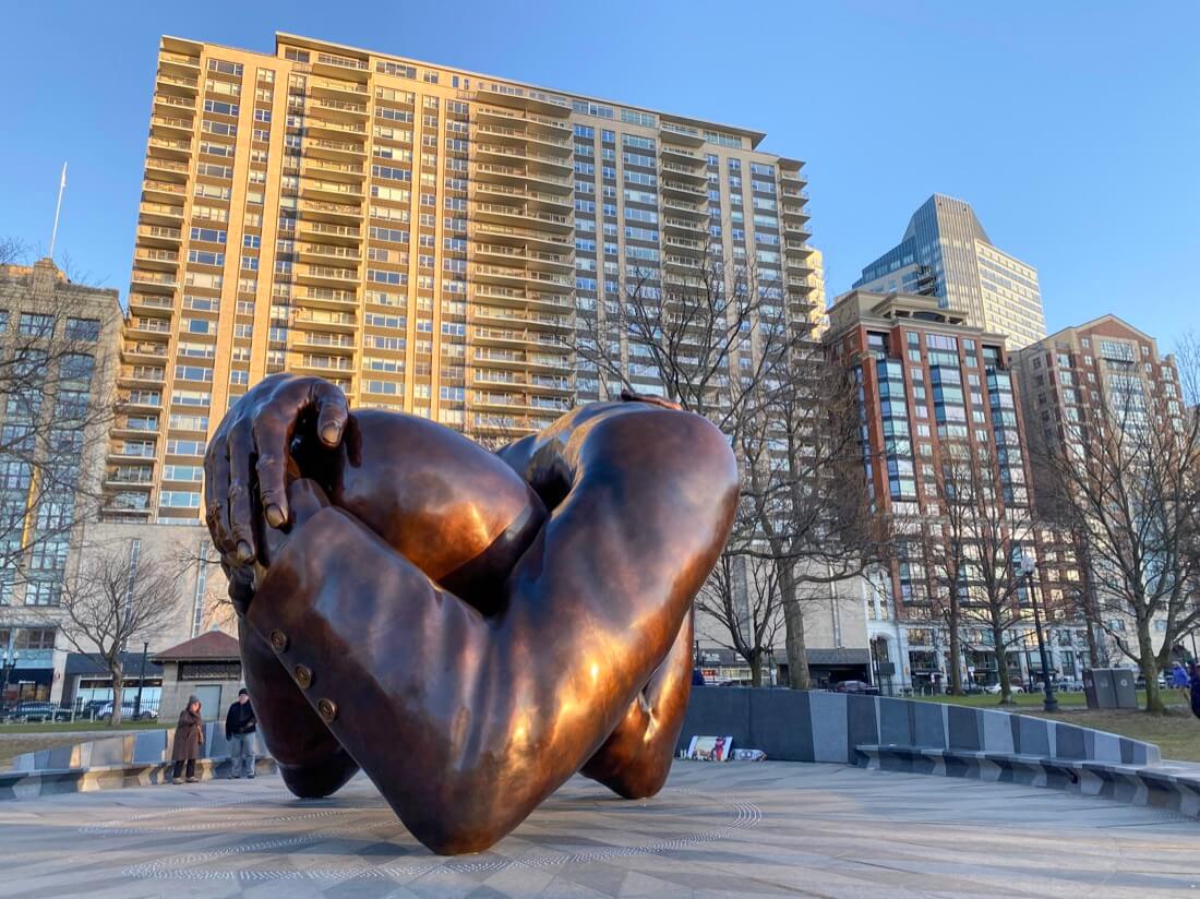The Embrace sculpture in Boston Massachusetts