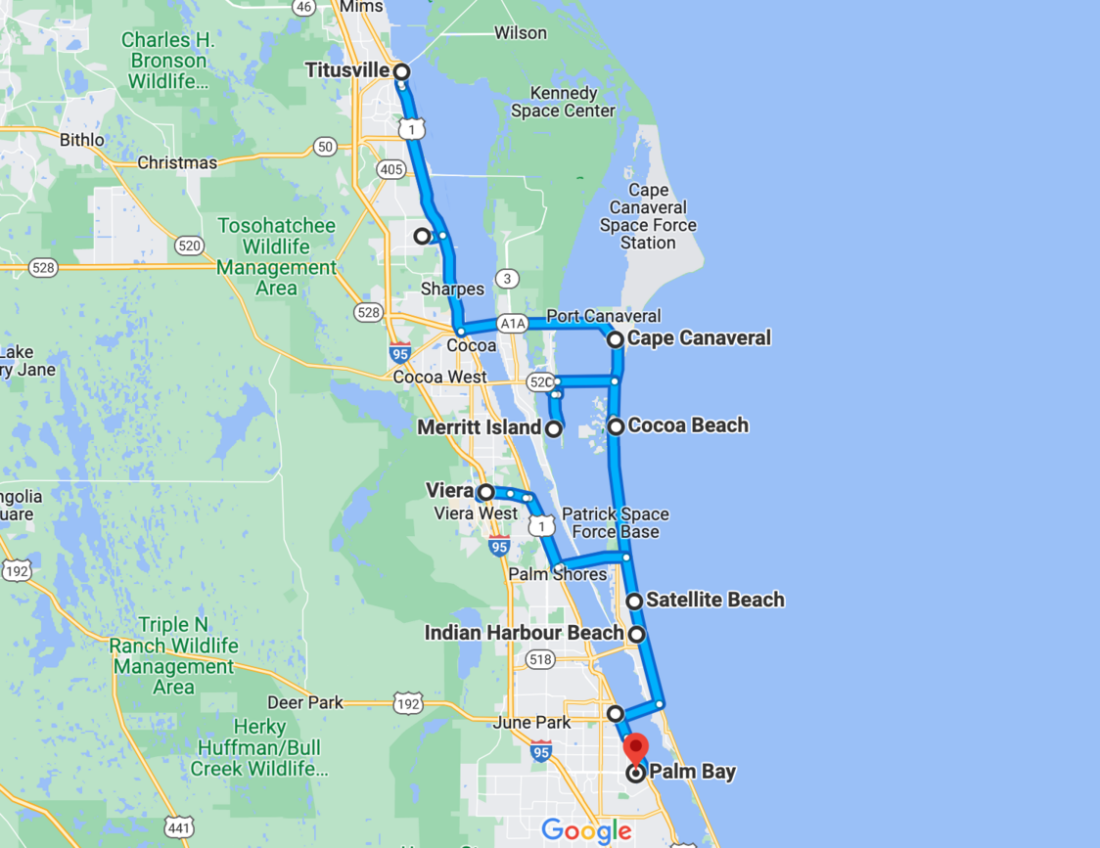 The Palms Road Trip Florida Map