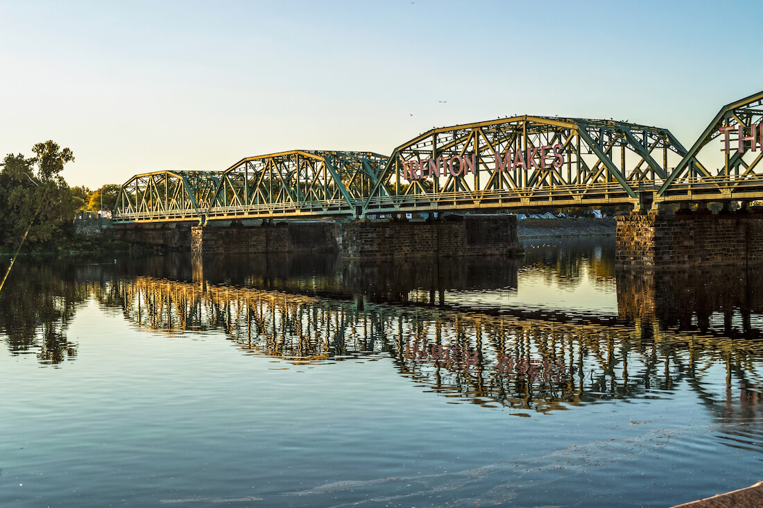 Calhoun Street Bridge crossing the Delaware River from Trenton New Jersey