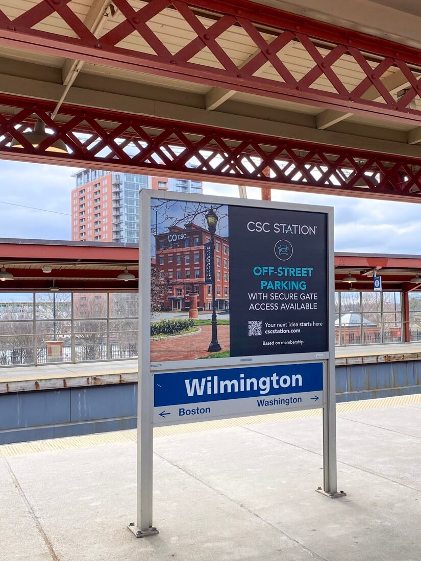 Wilmington Delaware train station platform sign