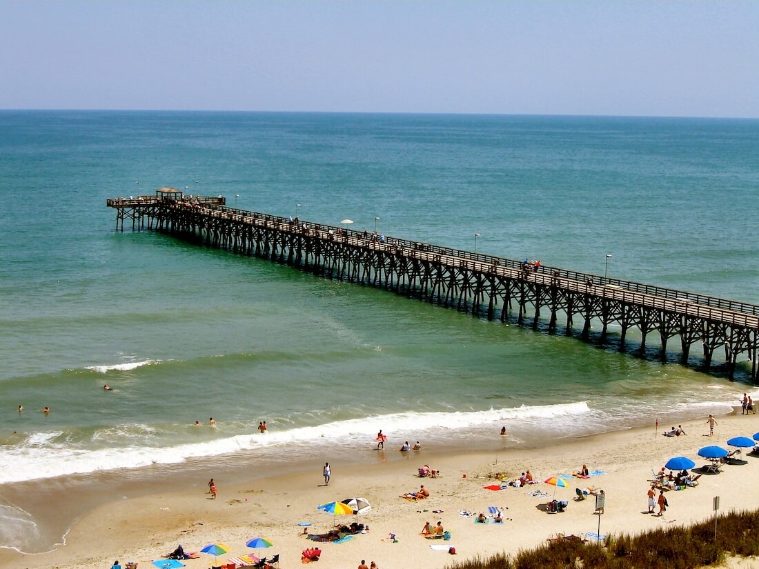 Aerial view of 2nd Avenue Pier in Myrtle Beach South Carolina