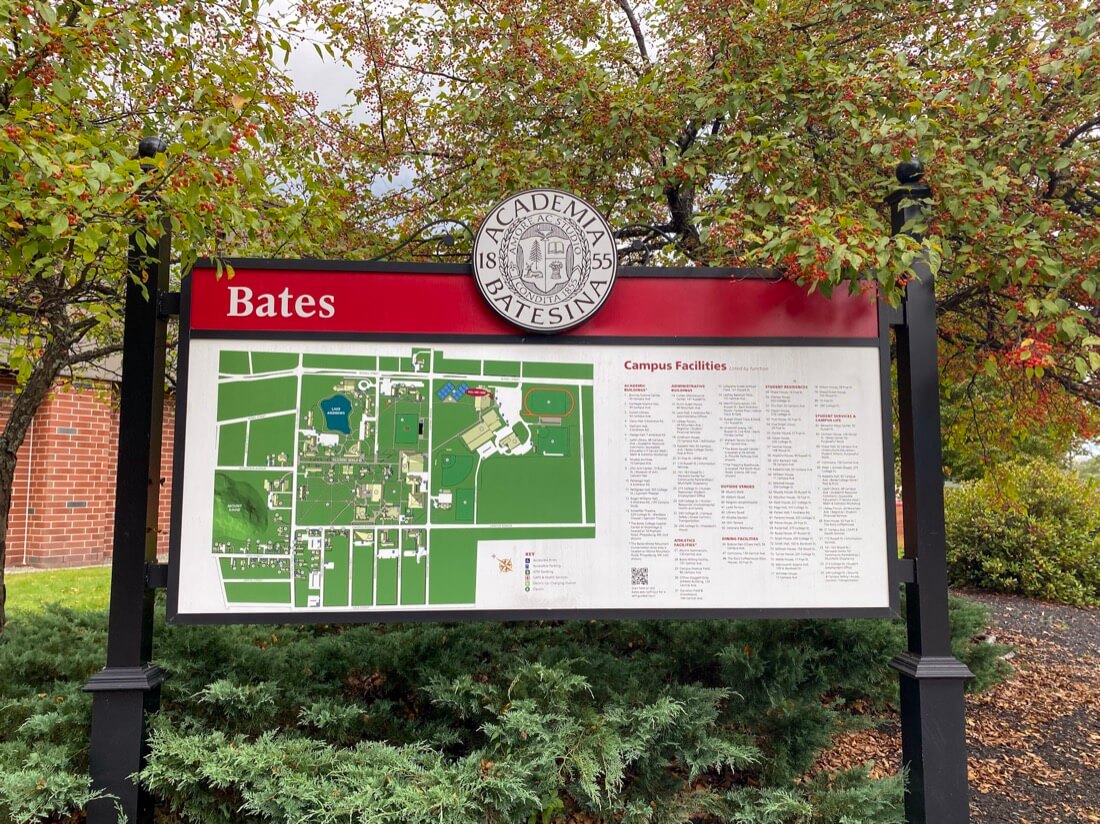 Bates College map in Lewiston Maine
