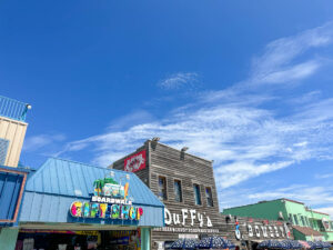 Boardwalk-Shops-Blue skies over Myrtle-Beach-South-Carolina