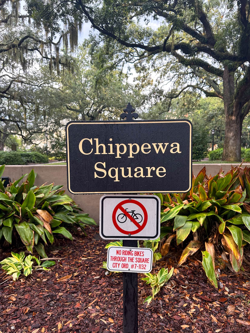 Chippewa Square Sign in Savannah