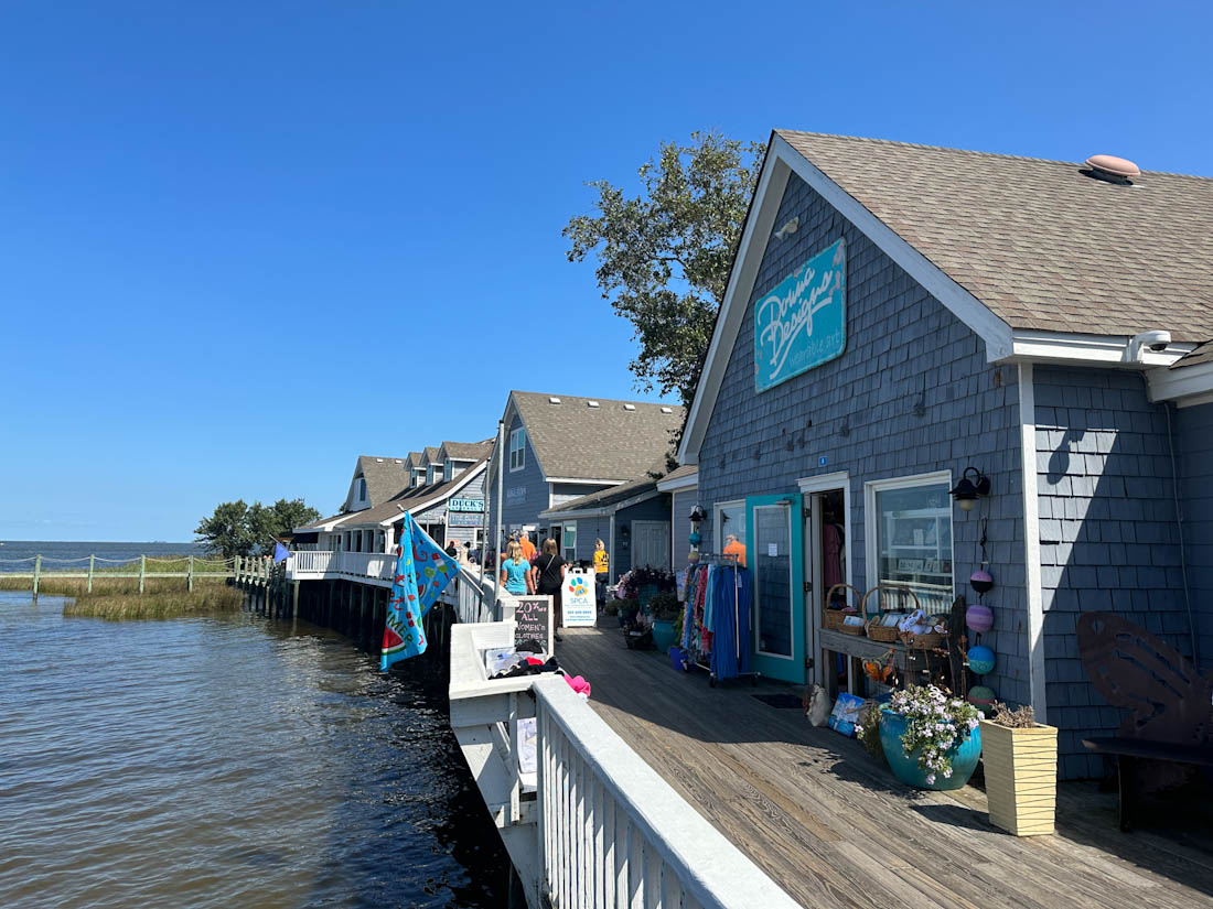 Duck Waterfront Shops overlooking Currituck Sound in Duck Outer Banks 