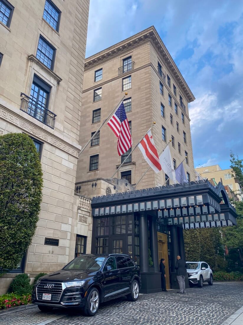 Entrance to the Jefferson hotel in Washington DC