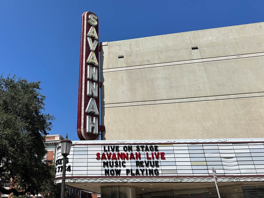 Savannah Theatre Sign in daylight 