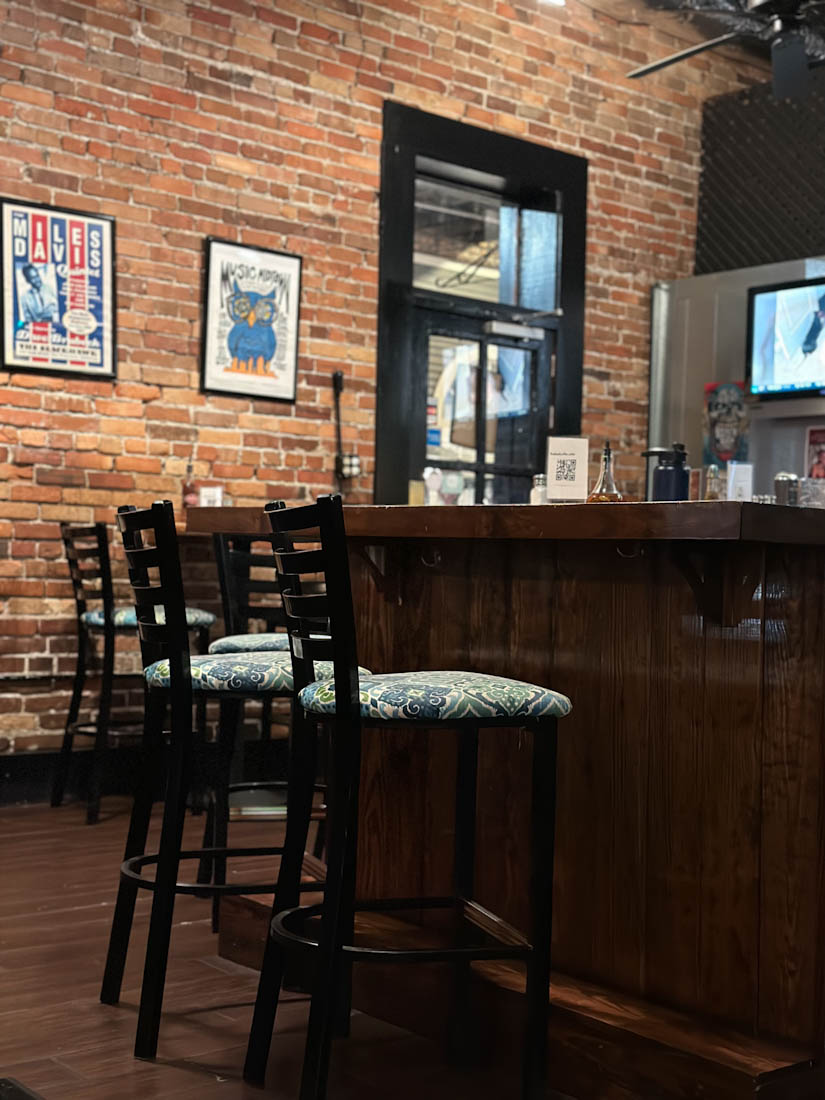 Chairs at the bar at The Basics Restaurant Wilmington North Carolina