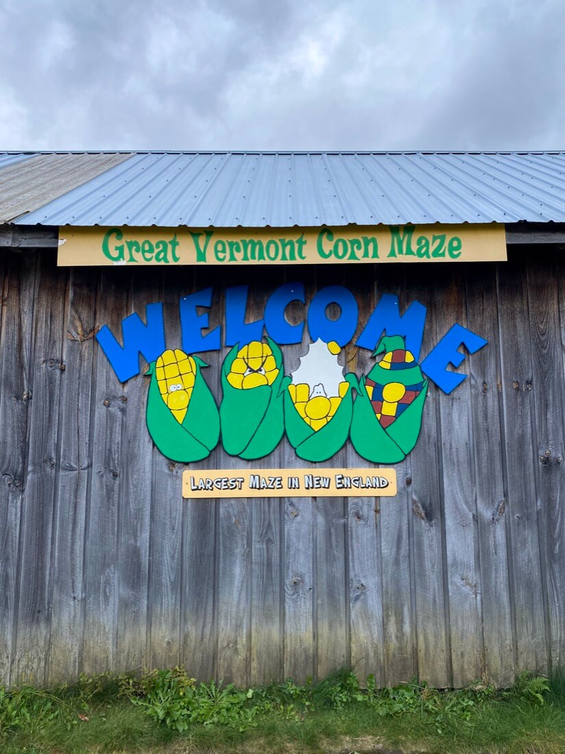 The Great Vermont Corn Maze largest maze in New England sign in Danville Vermont