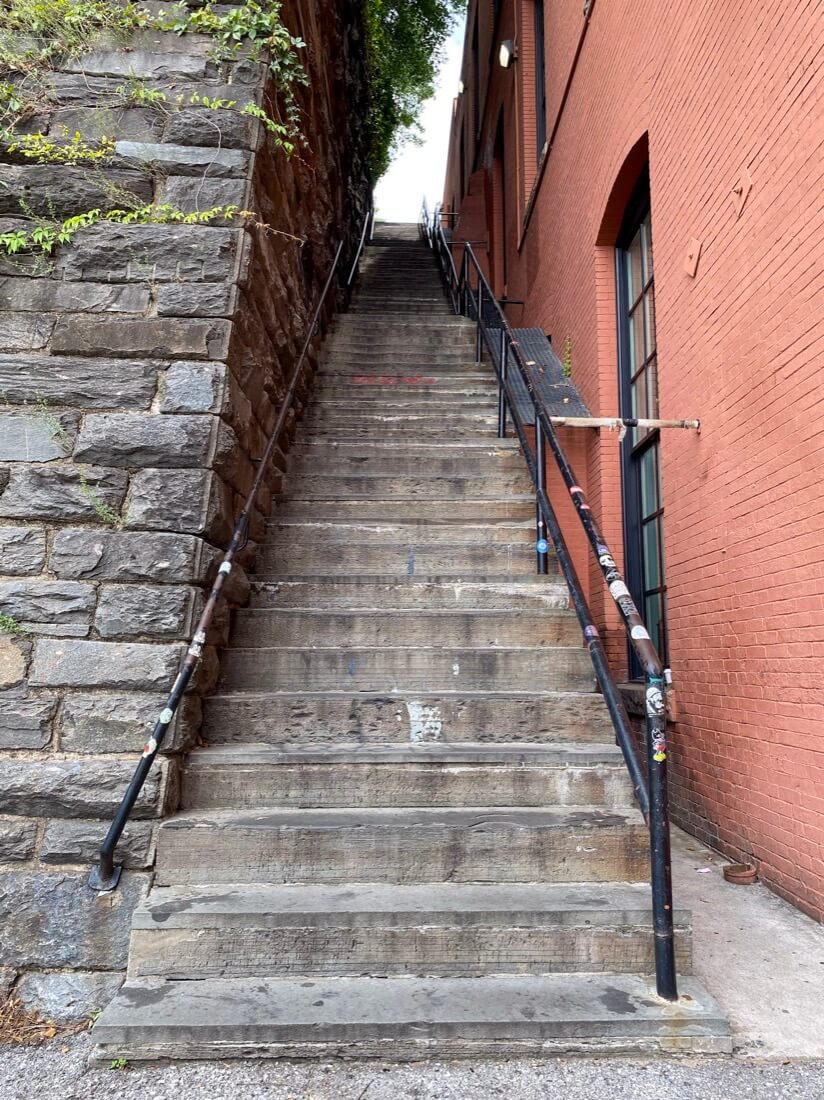 The bottom of The Exorcist Stairs in Georgetown Washington DC