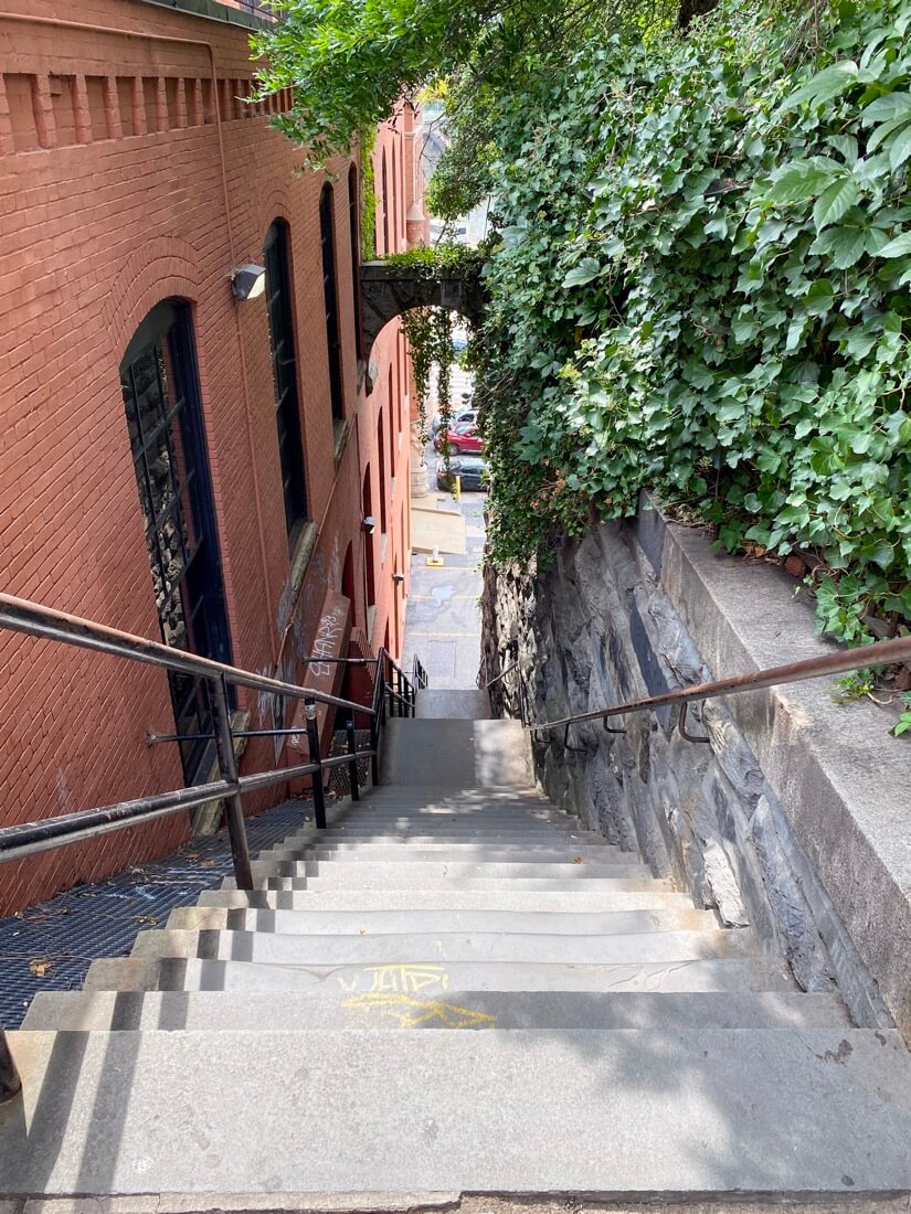 The top of The Exorcist Stairs in Georgetown Washington DC