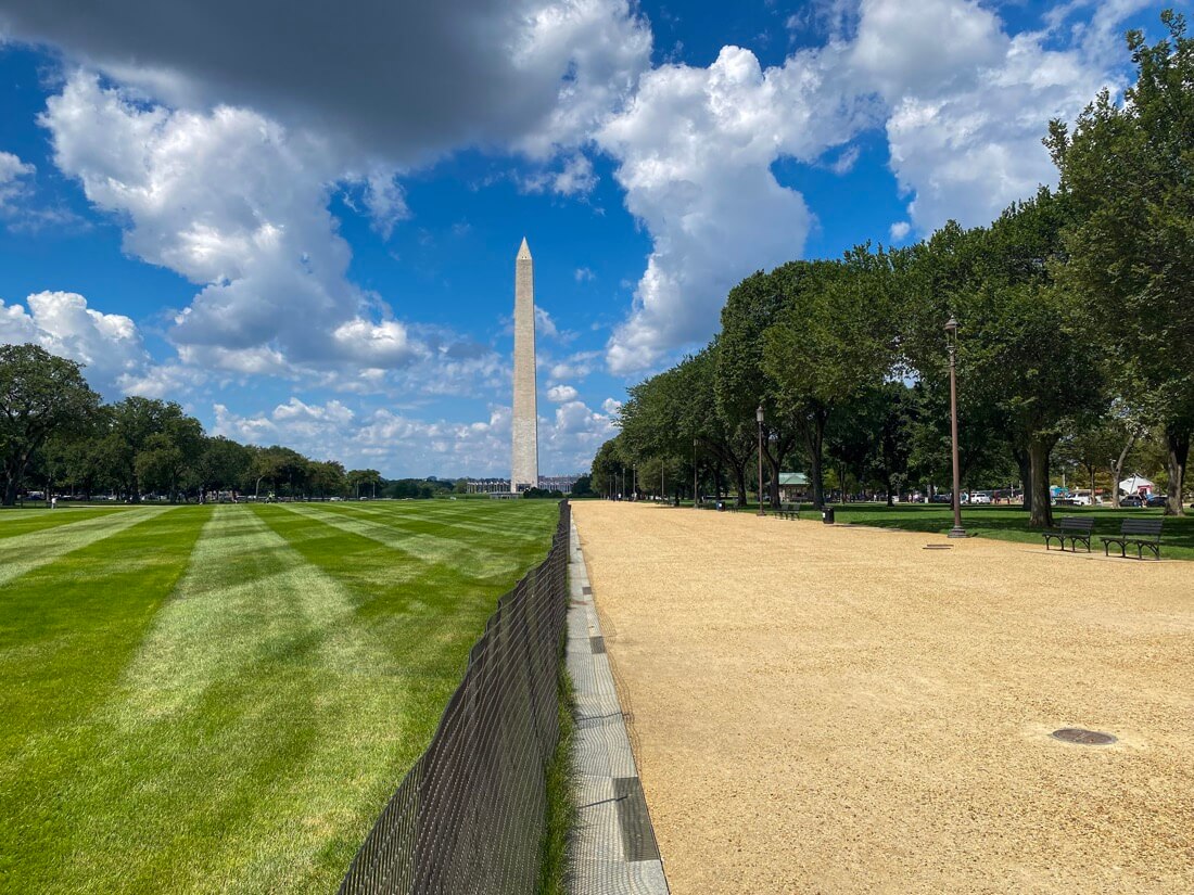 View down The Mall of the Washington Monument in Washington DC
