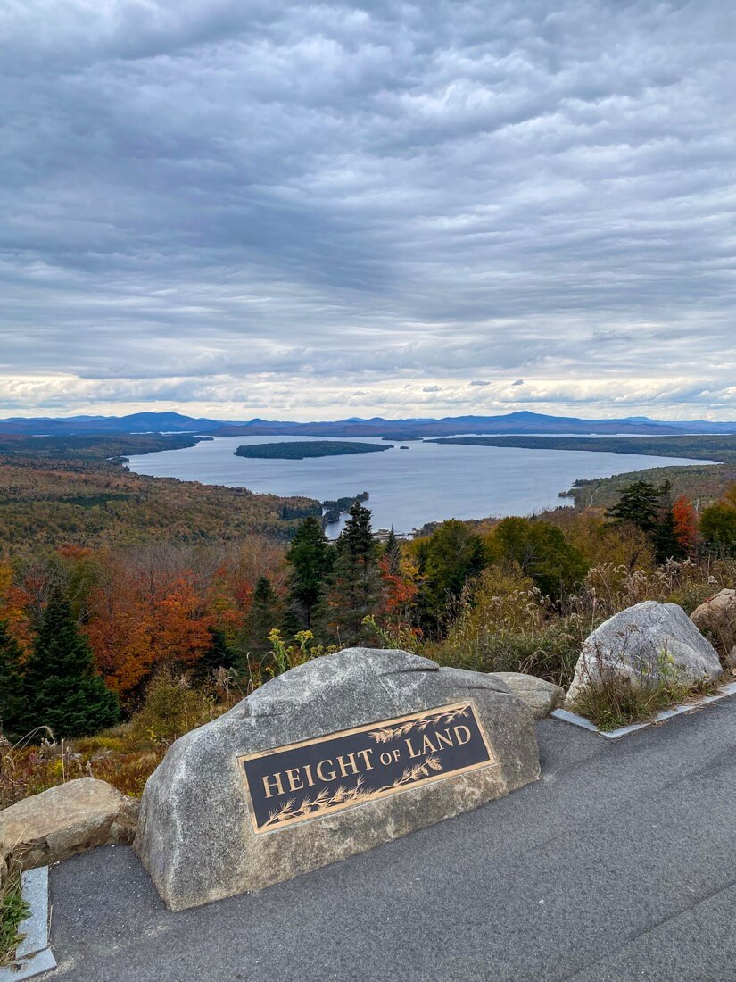 View over Mooselookmeguntic Lake from Height of Land Scenic Overlook in Rangeley Maine in fall