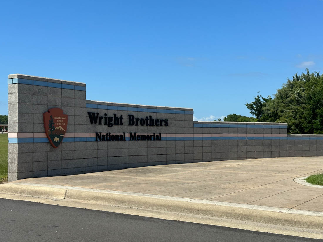 Wright Brothers National Monument sign and entrance in Kills Devil Hills Outer Banks