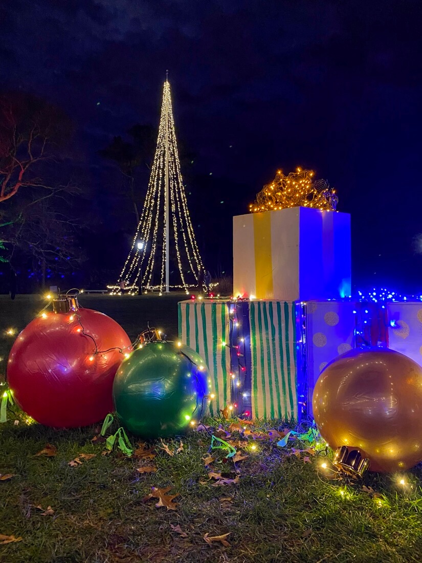 Christmas lights display at Gardens Aglow in Sandwich Massachusetts