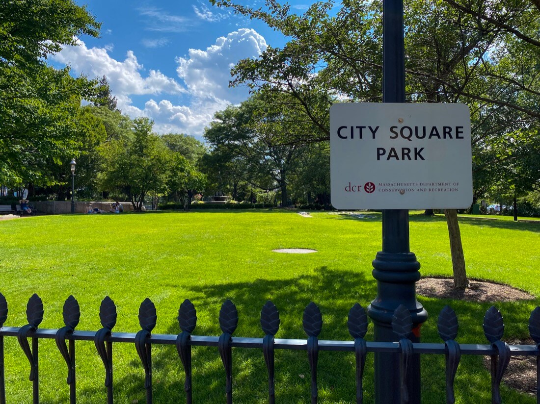 City Square Park sign in Charlestown Boston Massachusetts