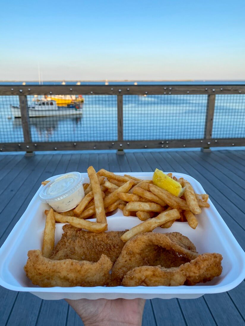 Fish and chips from Chatham Fish Pier Market in Chatham Massachusetts