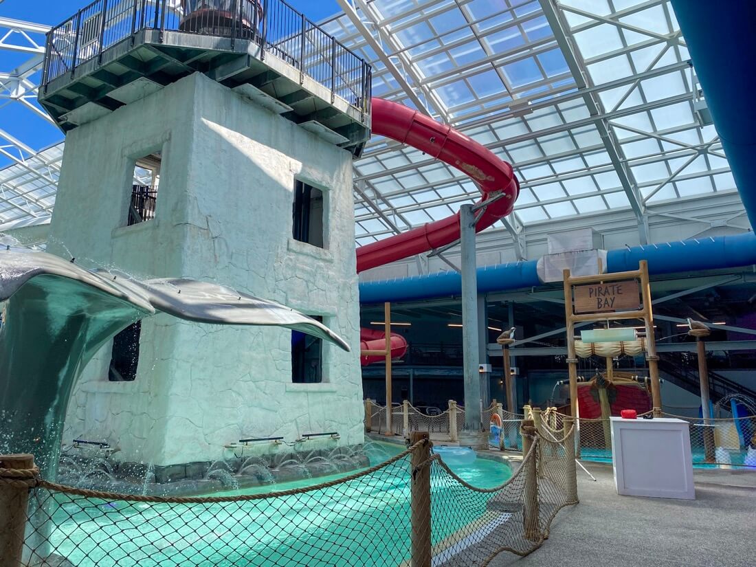 The indoor water park at the Cape Codder Resort in Hyannis in Barnstable on Cape Cod in Massachusetts