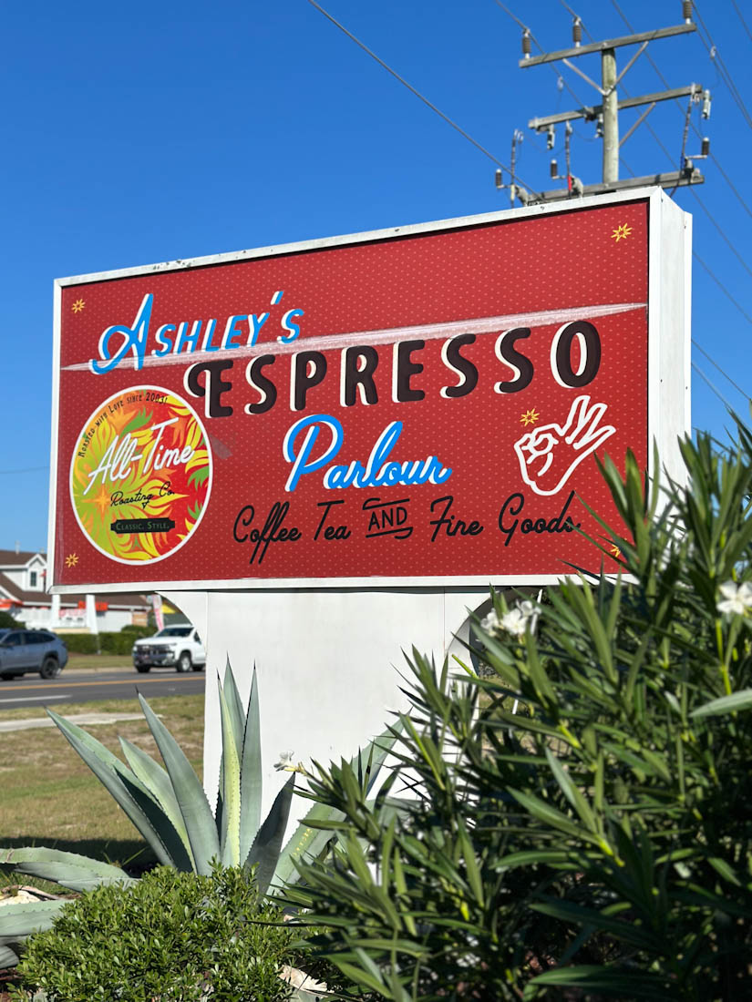 Ashley’s Espresso Parlour Sign in Kitty Hawk 