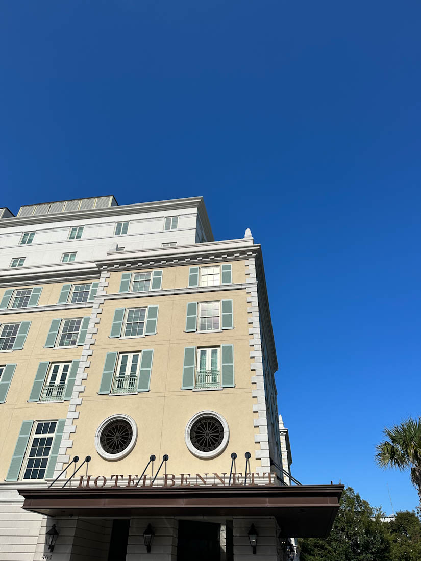 Up shot of Hotel Bennett in Charleston