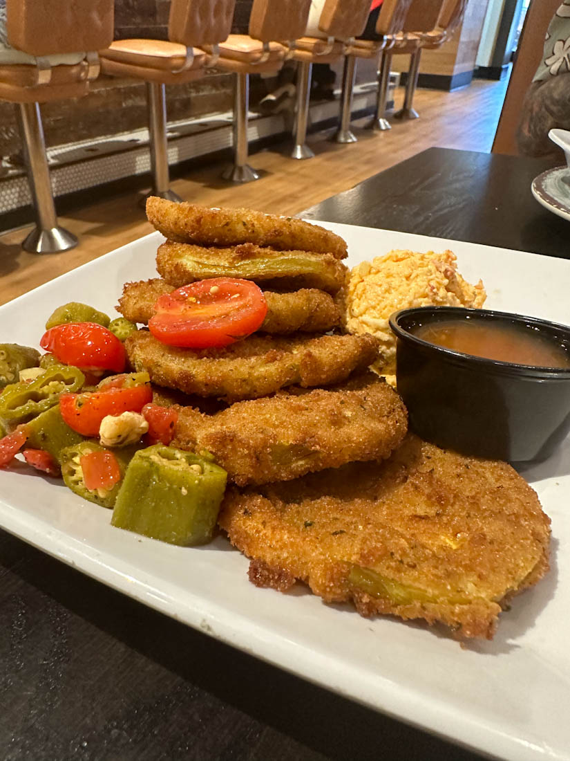 Page’s Okra Fried Green Tomatoes at Mount Pleasant South Carolina