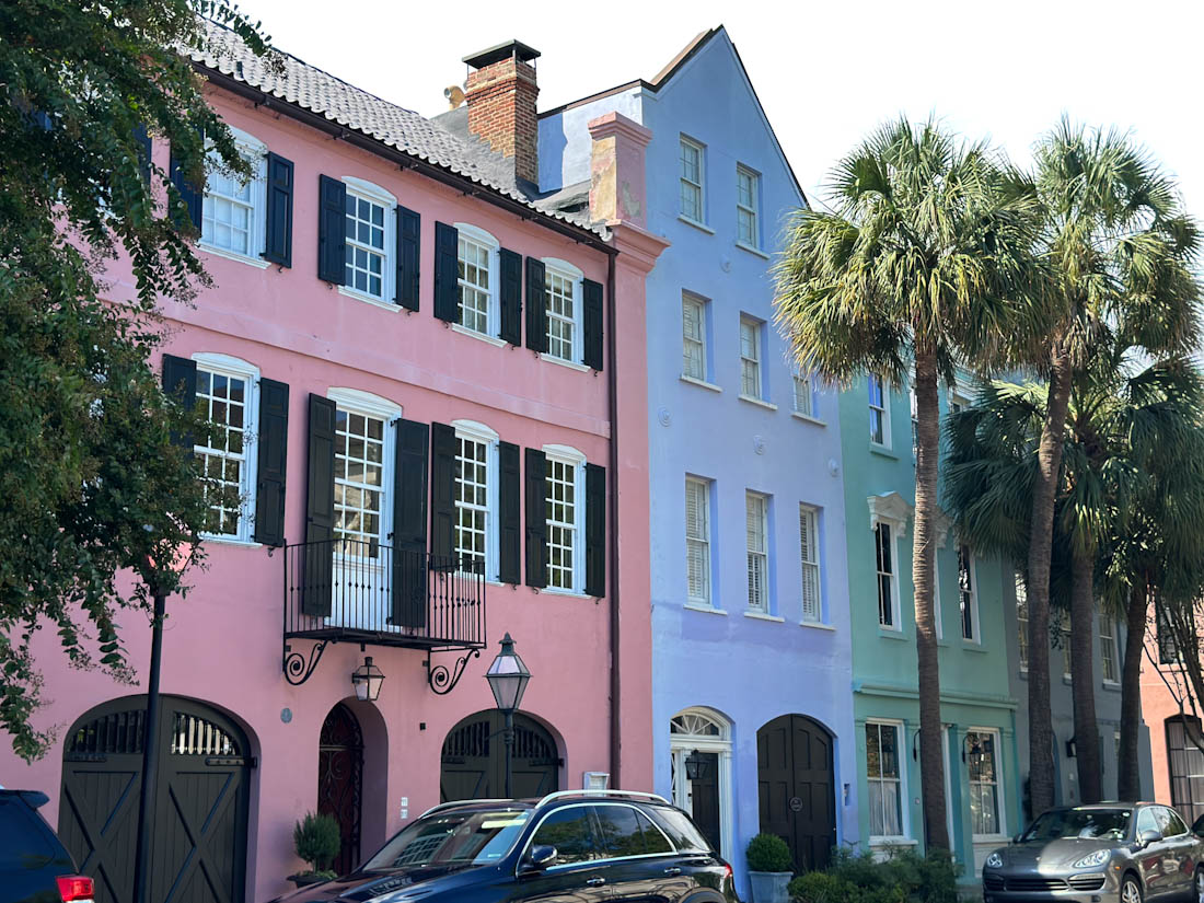 Rainbow Row Blue Pink House Charleston of South Carolina