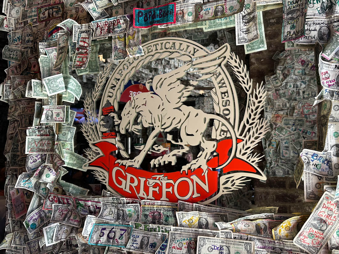 The Griffon Bar Money On Walls of Charleston pub