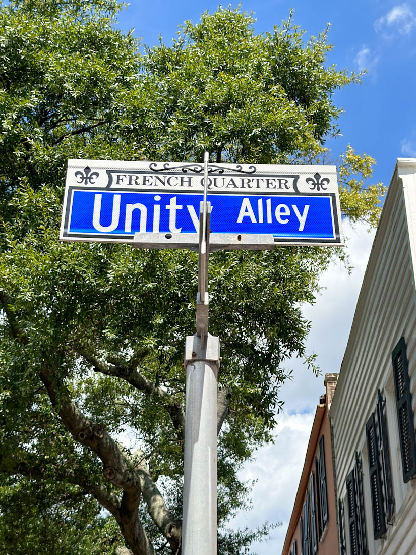 Unity Alley French Quarter Sign Charleston, South Carolina