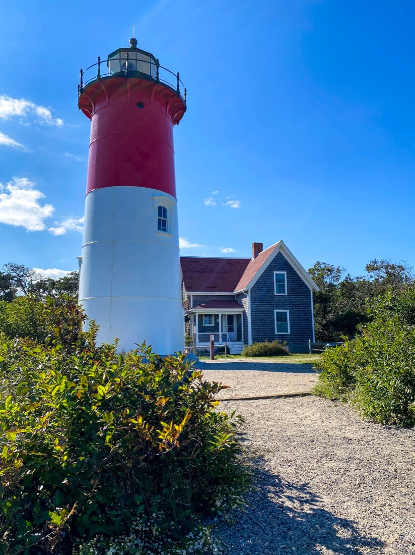 Cape Cod Chips red and white lighthouse Nauset Light in Eastham in Massachusetts