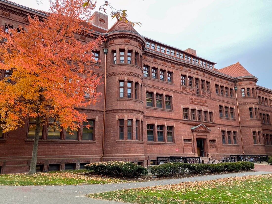 Fall colors on campus at Harvard University in Cambridge Massachusetts