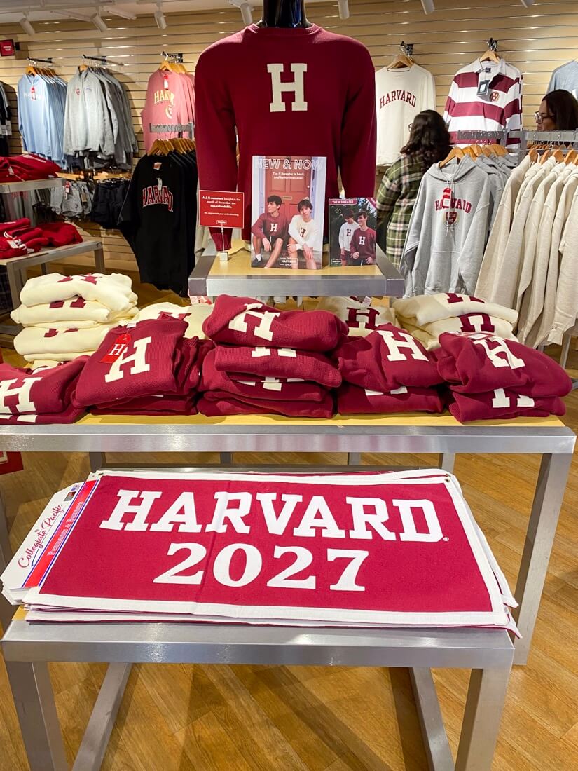 Harvard 2027 banner Harvard Square Cambridge Massachusetts