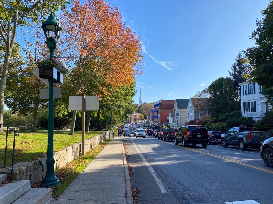 Main Street in Camden Maine in fall