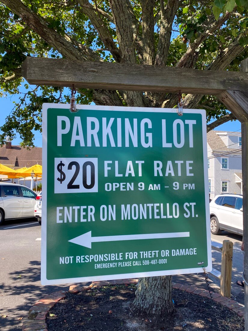 Parking lot sign and fee seen in Provincetown Massachusetts