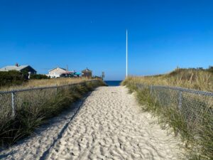Sand path to White Horse Beach in Manomet Plymouth Massachusetts