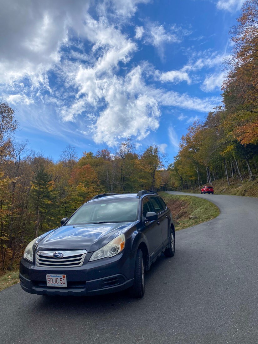Steep incline on the Mt Washington Auto Road in Gorham New Hampshire