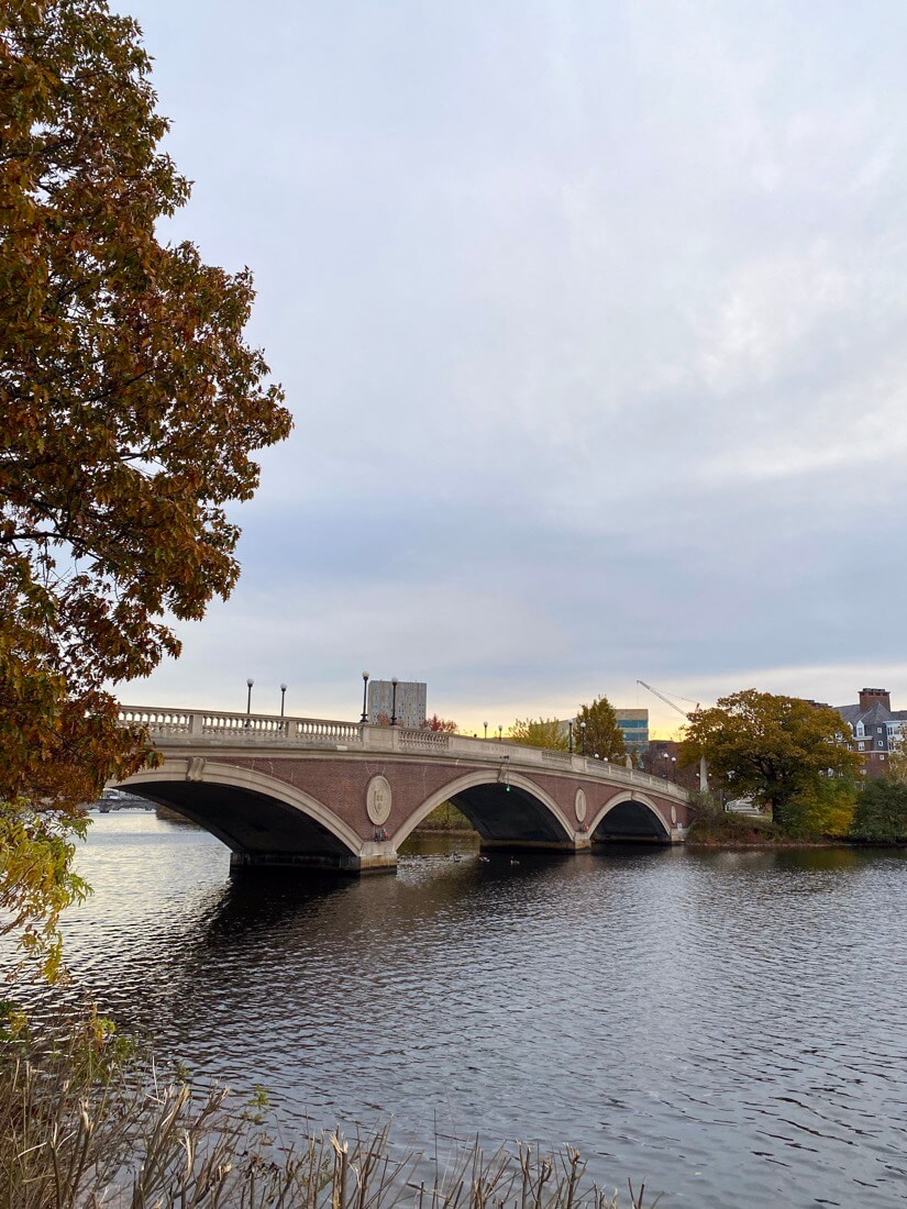 The John W Weeks Footbridge across the Charles River from Harvard Square Cambridge to Boston Massachusetts