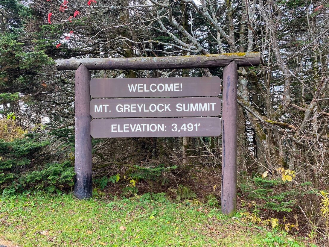 The welcome sign at Mount Greylock Adams Massachusetts