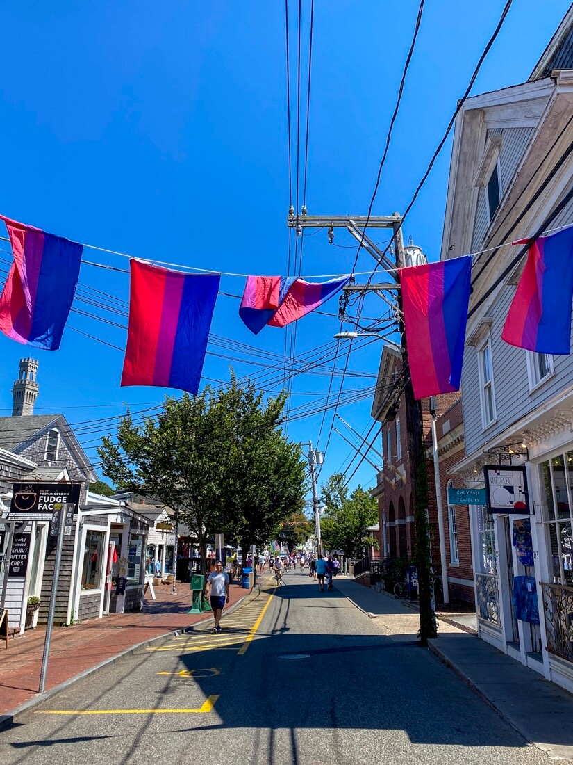 Trans pride flags in Provincetown Massachusetts