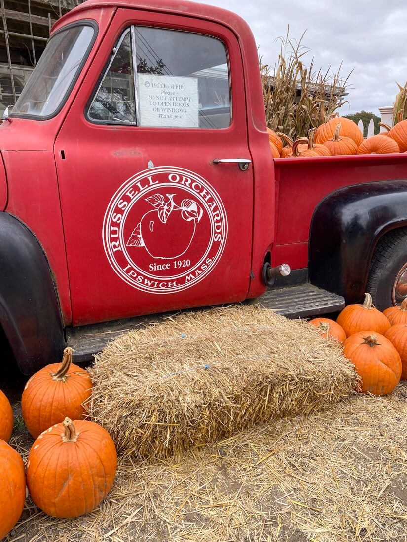 Vintage truck at Russell Orchards in Ipswich North Shore Massachusetts