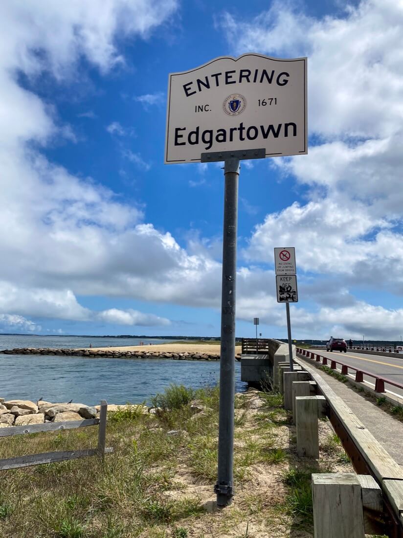 Entering Edgartown sign Marthas Vineyard Massachusetts