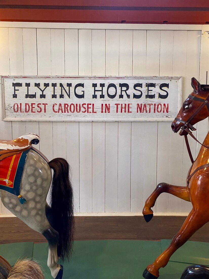 Oldest carousel in the nation sign Flying Horses Carousel in Oak Bluffs Marthas Vineyard Massachusetts