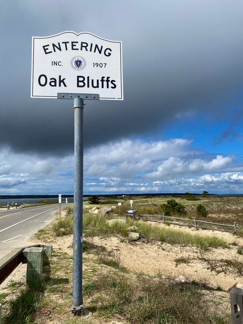 The Entering Oak Bluffs sign Marthas Vineyard Massachusetts