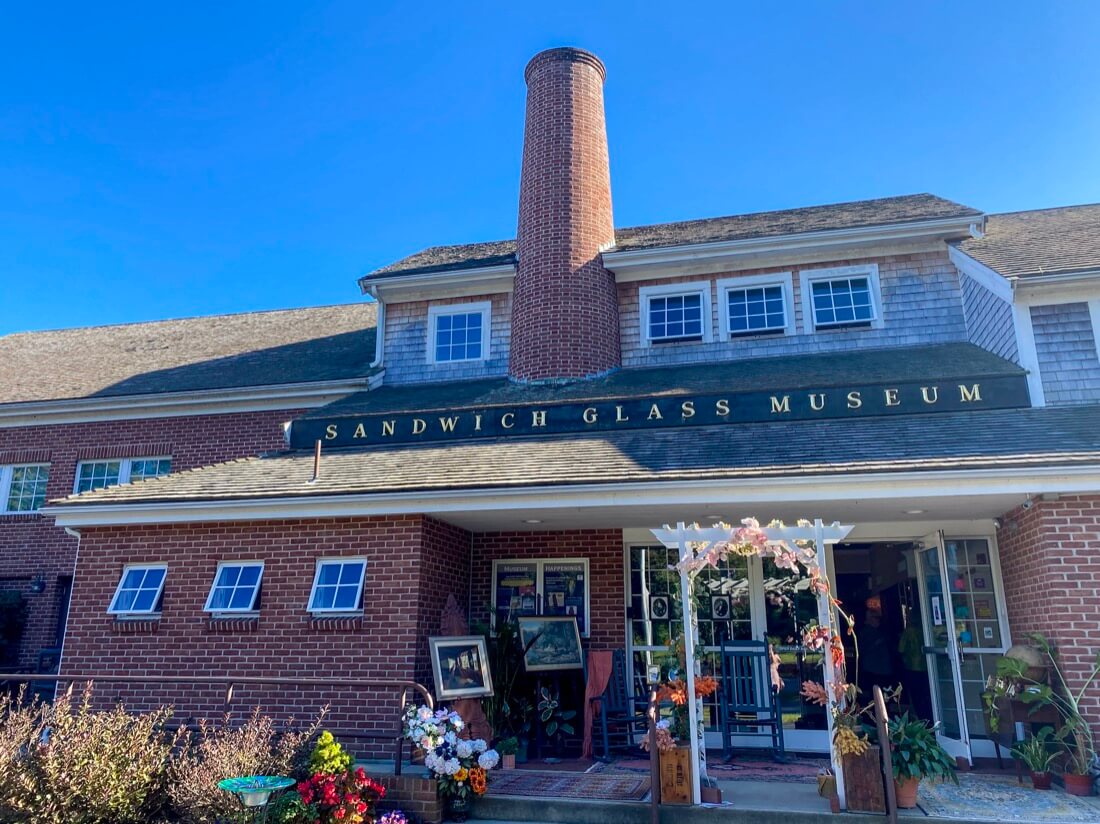 The entrance to the Sandwich Glass Museum in Sandwich Cape Cod Massachusetts