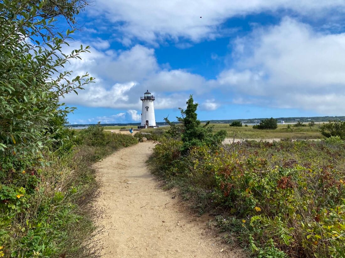 The path to Edgartown Harbor Lighthouse in Edgartown Marthas Vineyard Massachusetts