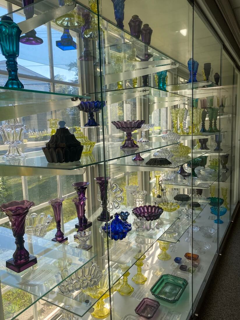 Window displays Sandwich Glass Museum in Sandwich Cape Cod Massachusetts